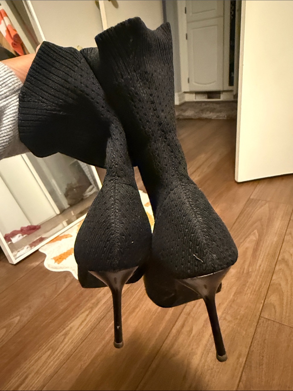 Zara Terez Black Knit Sock Stiletto Heels